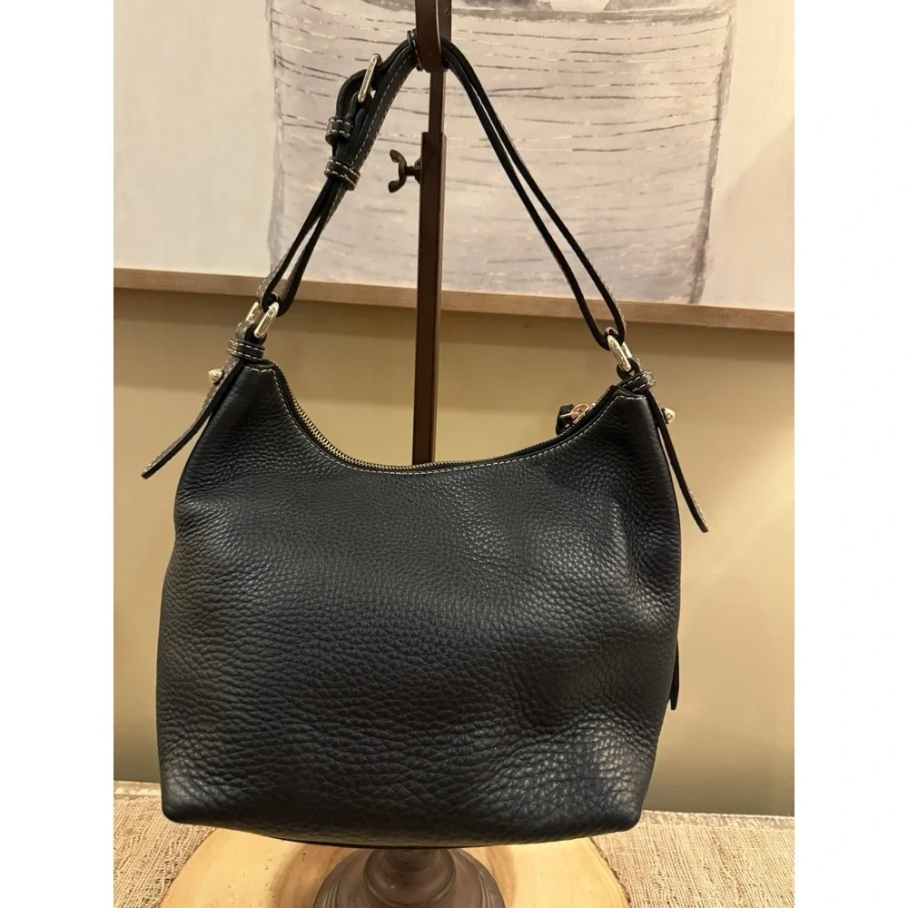 Dooney & Bourke Dillen Double Pocket Black Pebbled Leather‎ Hobo Bag & Wallet